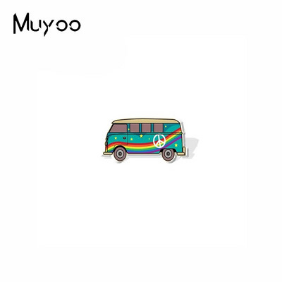 2022 New Arrival Fashion Hippie Peace Love Bus with Flowers Handcraft εποξειδικές ακρυλικές καρφίτσες για πέτο Καρφίτσα για σήμα