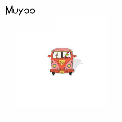 2022 New Arrival Fashion Hippie Peace Love Bus with Flowers Handcraft εποξειδικές ακρυλικές καρφίτσες για πέτο Καρφίτσα για σήμα
