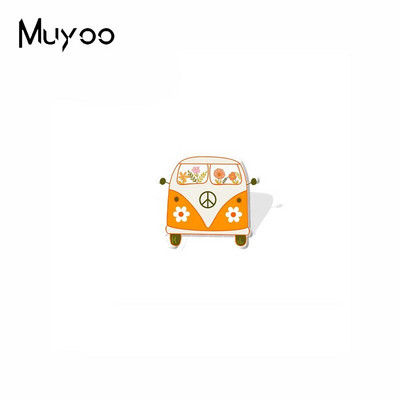 2022 New Arrival Fashion Hippie Peace Love Bus with Flowers Handcraft εποξειδικές ακρυλικές καρφίτσες για πέτο Καρφίτσα για σήμα