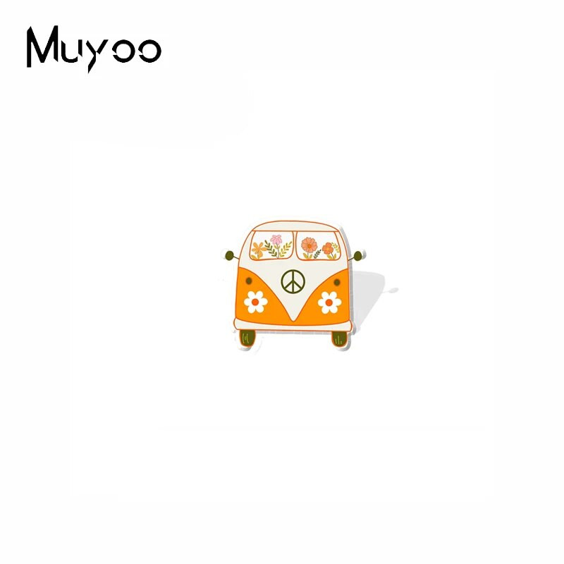 2022 New Arrival Fashion Hippie Peace Love Bus with Flowers Handcraft εποξειδικές ακρυλικές καρφίτσες για πέτο Καρφίτσα για σήμα