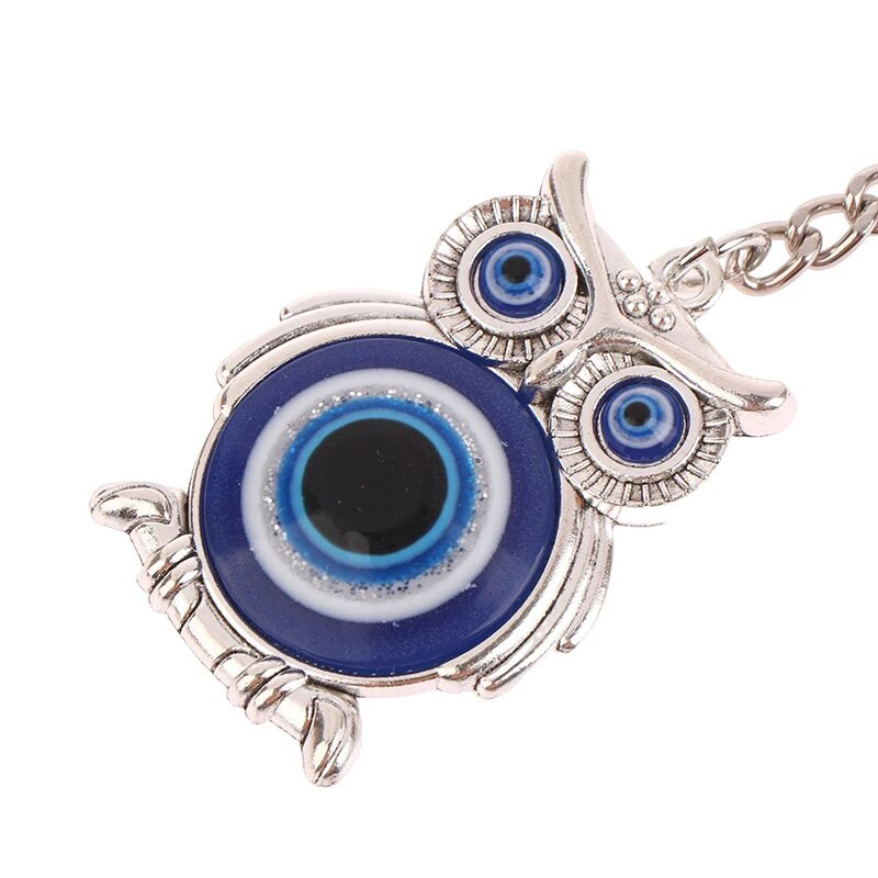 Kék Evil Eye Owl Lucky Charm autós kulcstartó autós kulcs medál állati divat kulcstartó tartó táska kiegészítők ékszerek