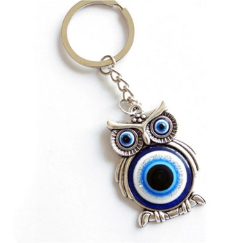Lucky Owl Гръцки Турски Синьо Evil Eye Ключодържател Автомобилен Ключ Висулка Животни Мода Ключодържател Държач Чанта Аксесоари Бижута Едро