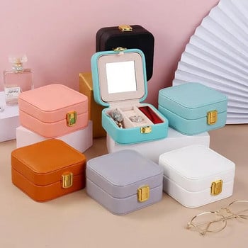 Класическа мини кутия за бижута от PU кожа, органайзер за бижута, обеци, колие, пръстен, ковчег за съхранение, преносим куфар за бижута