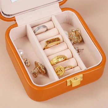 Класическа мини кутия за бижута от PU кожа, органайзер за бижута, обеци, колие, пръстен, ковчег за съхранение, преносим куфар за бижута