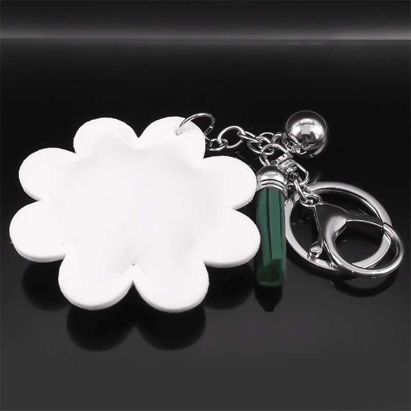 Χαριτωμένο λευκό λουλούδι μπρελόκ για γυναίκες κορίτσι Ασημί Χρώμα Κράμα τσάντα γούρι Μπρελόκ Θήκη μπρελόκ Κοσμήματα llaveros KZZZ184S01