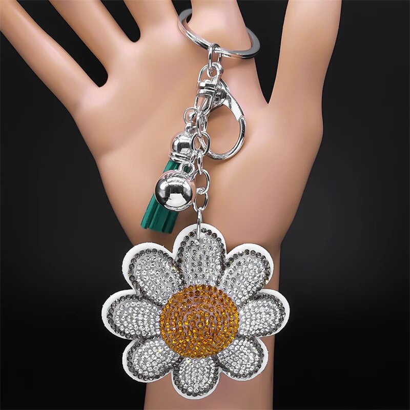 Χαριτωμένο λευκό λουλούδι μπρελόκ για γυναίκες κορίτσι Ασημί Χρώμα Κράμα τσάντα γούρι Μπρελόκ Θήκη μπρελόκ Κοσμήματα llaveros KZZZ184S01