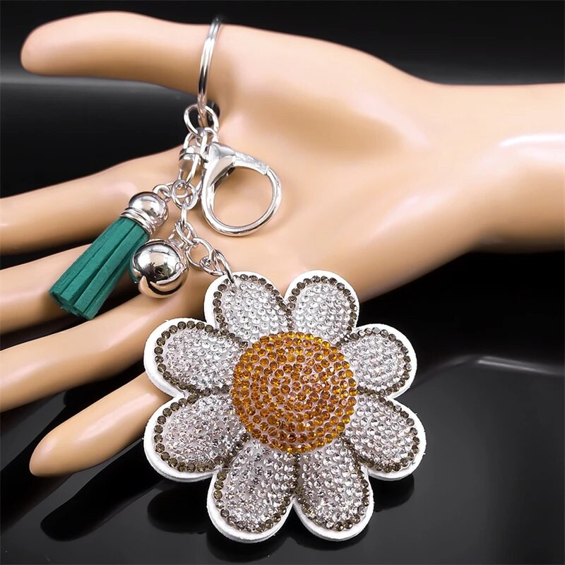 Χαριτωμένο λευκό λουλούδι μπρελόκ για γυναίκες κορίτσι Ασημί Χρώμα Κράμα τσάντα γούρι Μπρελόκ Θήκη μπρελόκ Κοσμήματα llaveros KZZZ184S01