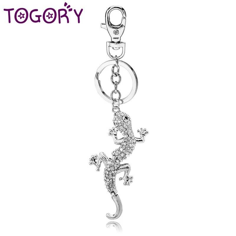 TOGORY Lucky Lizard Crystal Novelty Animal moderns atslēgu piekariņš somiņa sprādze rokassomu kulons automašīnu atslēgu piekariņu turētājam sievietēm