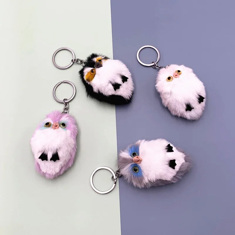 Μπρελόκ Mini Fluffy Owl New Fashion Κρεμαστό παιχνίδι βελούδινο κουκουβάγια Γυναικεία τσάντα Γούρια ψεύτικη γούνα κουνελιού Πομπόν για τσάντα