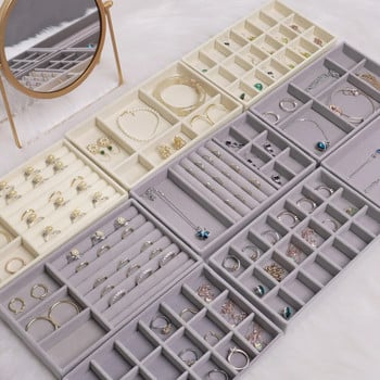Βελούδινο κουτί κοσμημάτων 5 στυλ Οθόνη Συρτάρι Αποθήκευση κοσμηματοπωλείο για δαχτυλίδι Σκουλαρίκια Κολιέ Βραχιόλι Μαλακή θήκη οργάνωσης