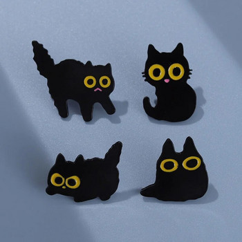 eggette черна котка сладко око метален дизайн Значки Брошка Емайл Игли етикет Чанта Раница Шапка Бижута подарък