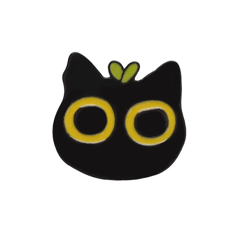 olute melns kaķis gudrs acs metāla dizains Nozīmītes Piespraude Emalja Piespraudes etiķete Soma Mugursoma cepure Juvelierizstrādājumu dāvana
