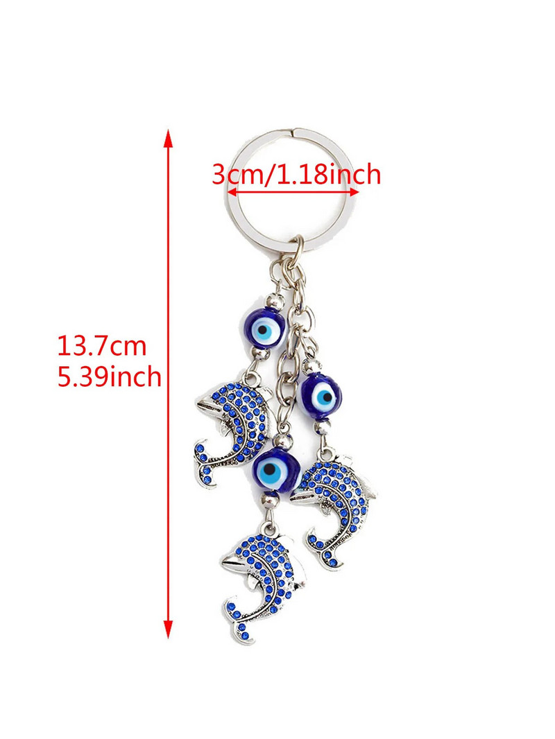 Μπρελόκ Μπρελόκ Lucky Eye Alloy Dolphin Μπλε τουρκικό Evil Evil Eye Bead Μπρελόκ Θήκη Μπρελόκ αυτοκινήτου llavero porte clé מחזיק מפתחות