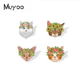 2023. gada jaunais modes kaķēns ar ziedu vainagu Jauki kaķi, ar rokām darināti epoksīda akrila sveķu piespraudes, nozīmītes piespraudes