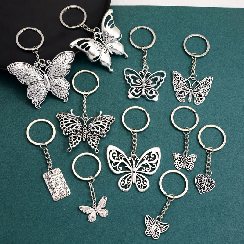 Butterfly Charms Atslēgu piekariņi Kuloni Estētiski Atslēgu Piekariņi Rotaslietas Svētku Dāvana Atslēgu Turētājs Ķēdes Gredzens Sievietēm Draudzene Soma Auto