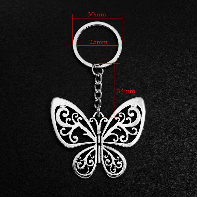 Butterfly Charms Atslēgu piekariņi Kuloni Estētiski Atslēgu Piekariņi Rotaslietas Svētku Dāvana Atslēgu Turētājs Ķēdes Gredzens Sievietēm Draudzene Soma Auto