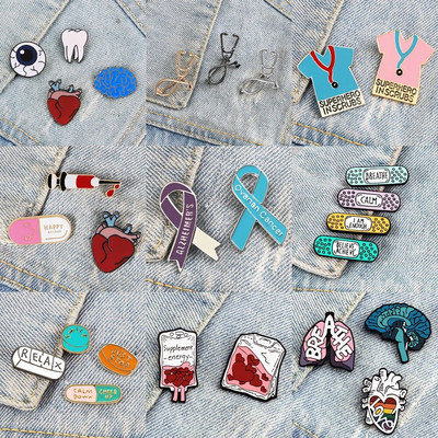 2-4pcs/set Creative Medical Pins Needle Stethoscope Heart Organ Brooch for Nurse Doctor Bag Lapel Badges Jewelry Gifts Wholesale