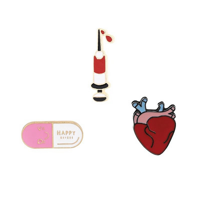 2-4gab/komplekts Radošās medicīniskās adatas Adatu stetoskops Sirds orgānu piespraudes medmāsai Ārsta soma Atloks nozīmītes Rotaslietas Dāvanas Vairumtirdzniecība