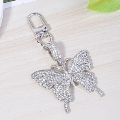1gab sakausējums Rhinestone Golden Butterfly atslēgu piekariņš Fashion Cute Bag Atslēgu piekariņš Ornament Soma Soma piekariņi Aksesuāri