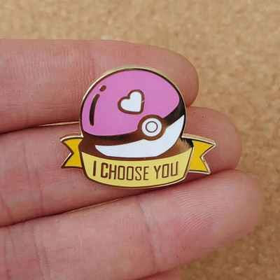 I Choose You Твърди емайлирани игли Pokemon Poke Ball Брошка Събиране на ревери Значки Мъже Жени Модни бижута Подаръци Украса Раница