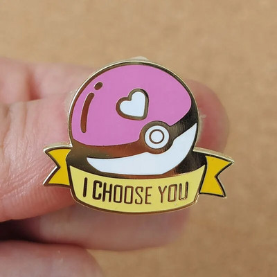 Aš renkuosi tave Kietos emalio smeigtukai Pokemon Poke Ball Sagė Kolekcionuoja atlapus Ženkliukai Vyrai Moterys Papuošalai Dovanos puošia kuprinę