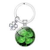 Lucky četru lapu āboliņa atslēgu piekariņš metāla kulons mākslas foto stikla kristāla sieviešu rokassomiņa Lucky kulons modes dāvanu rotaslietas