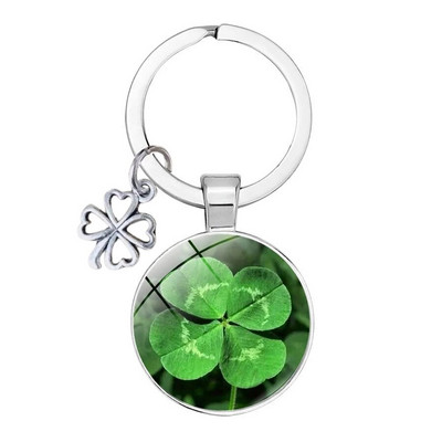 Lucky Four Leaf Clover Μεταλλικό μενταγιόν Art Φωτογραφία Γυναικεία τσάντα κρύσταλλο γυαλί Lucky μενταγιόν μόδας κοσμήματα