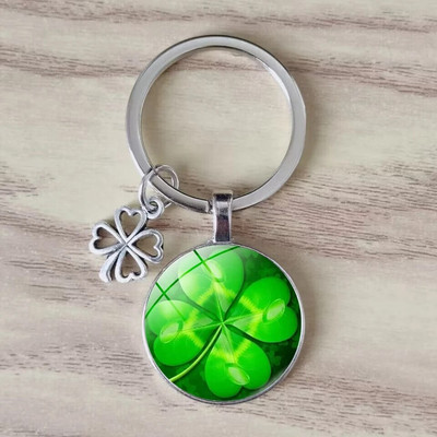 Lucky četru lapu āboliņa atslēgu piekariņš metāla kulons mākslas foto stikla kristāla sieviešu rokassomiņa Lucky kulons modes dāvanu rotaslietas