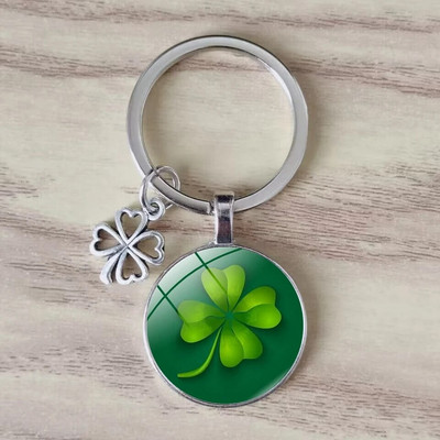 Lucky četru lapu āboliņa atslēgu piekariņš metāla kulons mākslas foto stikla kristāla sieviešu rokassomiņa Lucky kulons modes dāvanu rotaslietas