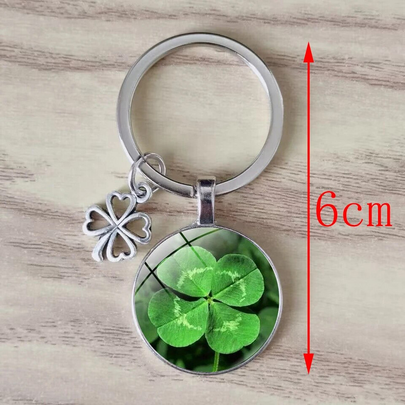 Lucky četru lapu āboliņa atslēgu piekariņš metāla kulons mākslas foto stikla kristāla sieviešu rokassomiņa Lucky kulons modes dāvanu rotaslietas