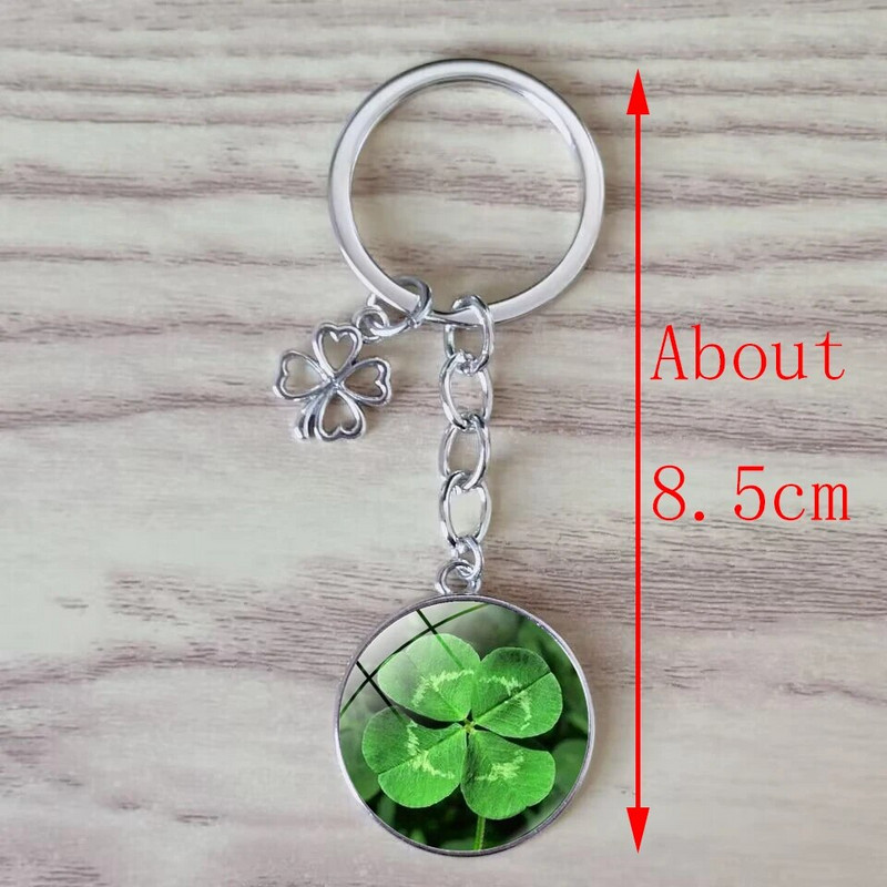 Lucky četru lapu āboliņa atslēgu piekariņš metāla kulons mākslas foto stikla kristāla sieviešu rokassomiņa Lucky kulons modes dāvanu rotaslietas