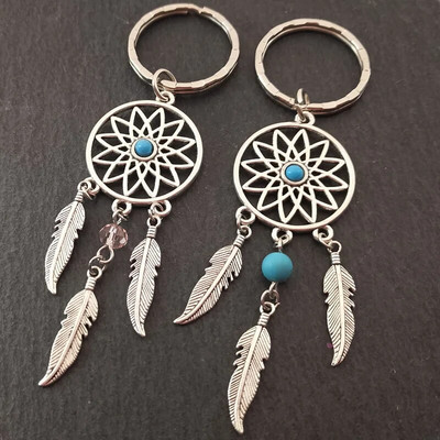 Dovanų rožiniai juodi karoliukai Dreamcatcher plunksnų vėjo varpeliai Dream Catcher raktų pakabukas moteriškas vintažinio indiško stiliaus raktų pakabukas