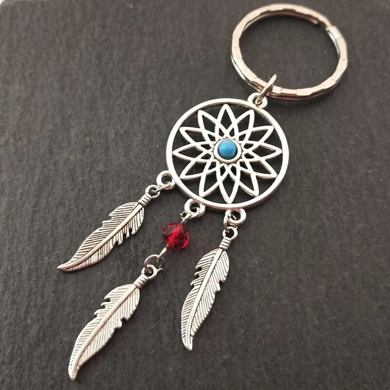 Dāvanu rozā melnas krelles sapņu ķērājs spalvu vēja zvani sapņu ķērējs atslēgu piekariņš sieviešu vintage indiešu stila atslēgu piekariņš