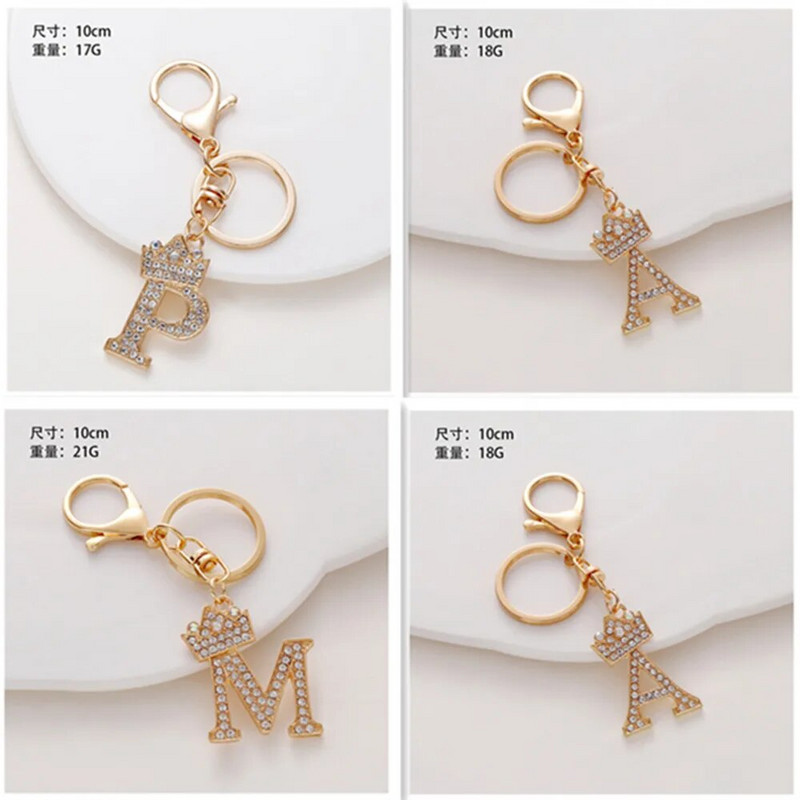 1 gab. Sieviešu atslēgu piekariņš 26 Angļu alfabēta mirdzums, izdobts kulons, radoši somas rotājumi, aksesuāri, automašīnu atslēgu piekariņi