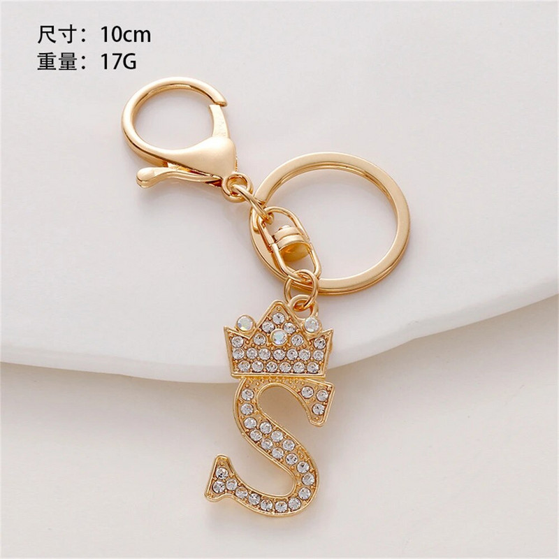 1 gab. Sieviešu atslēgu piekariņš 26 Angļu alfabēta mirdzums, izdobts kulons, radoši somas rotājumi, aksesuāri, automašīnu atslēgu piekariņi