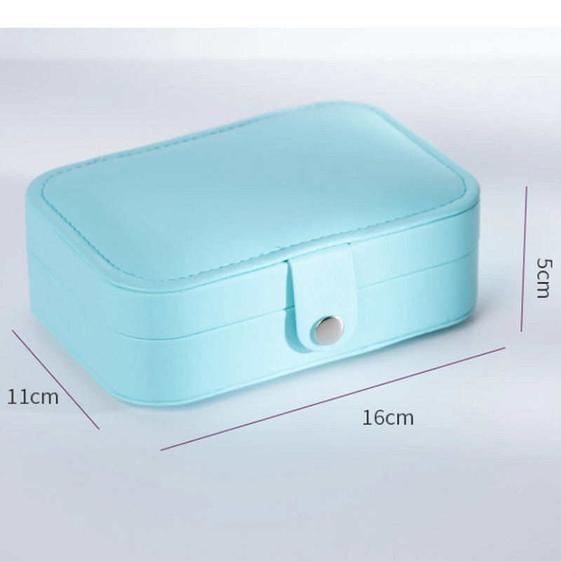 Pu Δερμάτινο Κουτί αποθήκευσης κοσμημάτων διπλής στρώσης με ελαφρύ καθρέφτη Πολυτελή βελούδινα σκουλαρίκια με χάντρες Δαχτυλίδι κολιέ Γυναικεία οργάνωση αποθήκευσης