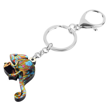 Bonsny Acrylic Floral Chameleon Lizard Keychains Keychains Holder Punk Animal Jewelry for Women Girls Child Τσάντα αυτοκινήτου Γούρια Δώρο