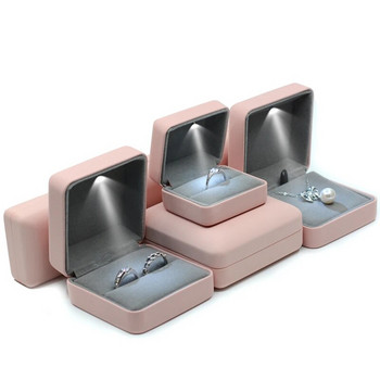 Δαχτυλίδι αρραβώνων Σκουλαρίκια Κουτί Γυναικεία Κοσμήματα Κρεμαστό κουτί με ελαφρύ βραχιόλι LED Κοσμηματοθήκη Βιτρίνα κολιέ γάμου