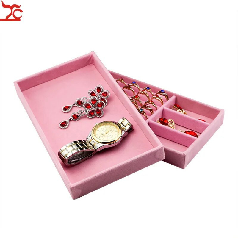 Fiók barkács gyűrű ékszer tároló tálca gyűrű karkötő ajándékdoboz bársony fülbevaló lánc lánc vitrin mandzsettagomb gyűrű szervező tálca