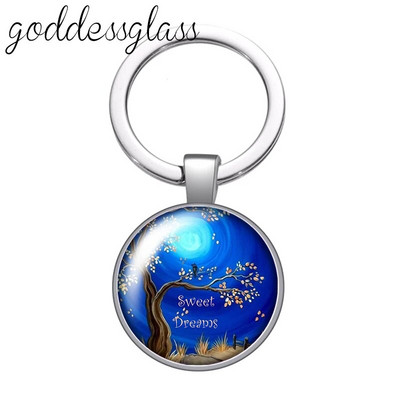 Jauna krāsaina Life of Tree Beauty stikla kabošona atslēgu piekariņš Bag Auto atslēgu piekariņš Gredzenu turētājs Charms atslēgu piekariņi dāvana