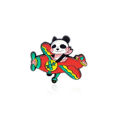 Karikatūra Jauki dzīvnieki Panda Emaljas piespraudes Ķēdes kulons Panda Piens Tējas Grāmatas Bambusa sakausējums Piespraude Žetons Salda sieviete Rotaslieta Dāvana