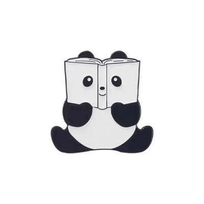 Karikatūra Jauki dzīvnieki Panda Emaljas piespraudes Ķēdes kulons Panda Piens Tējas Grāmatas Bambusa sakausējums Piespraude Žetons Salda sieviete Rotaslieta Dāvana