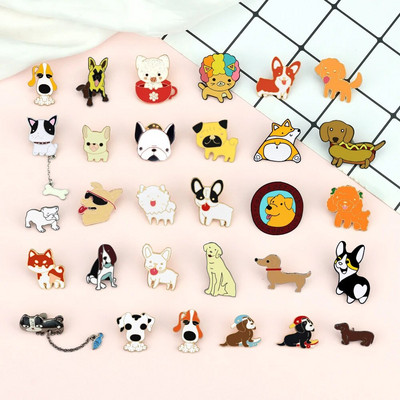Lovely Animal Dogs Collection Enamel Brooch Cartoon Funny Cute Pet Puppy Pins Backpack Shirts Lapel Badge Accessories Kids Gifts