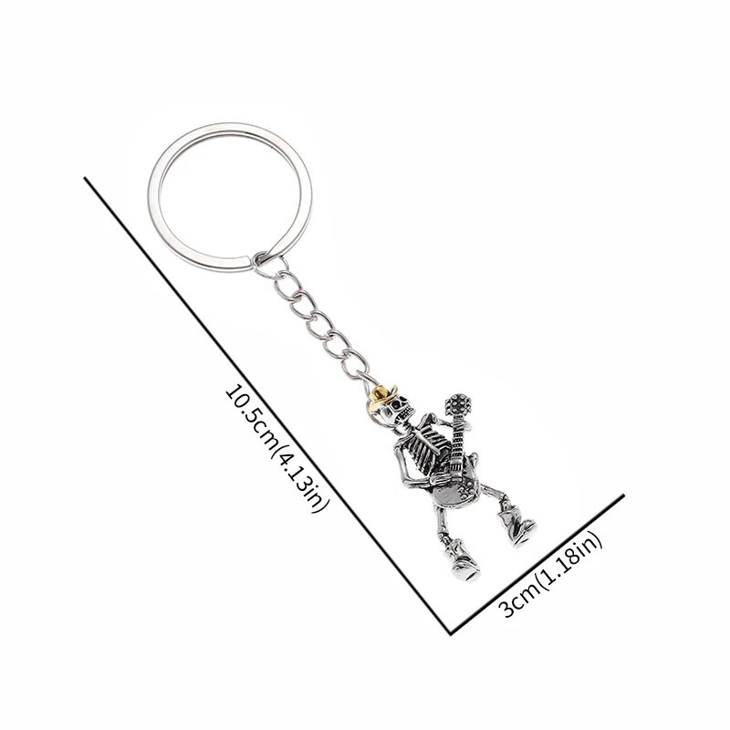 Retro hiphopa ģitāras galvaskausa atslēgu piekariņš vīriešu un sieviešu motociklu kulonu atslēgu piekariņu aksesuāri panku tendences dāvana