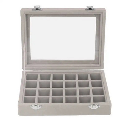 24 θήκες Μικρή βελούδινη κοσμηματοθήκη Organizer Θήκη για κοσμήματα Σκουλαρίκια δαχτυλίδια Κουτί αποθήκευσης Θήκη κοσμημάτων με κλειδαριές