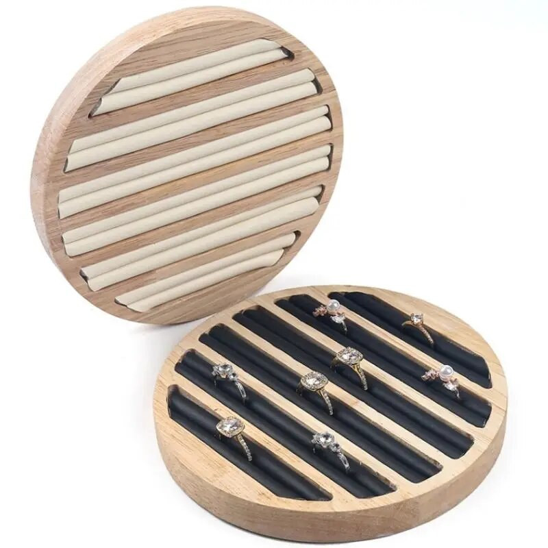 Φορητό στρογγυλό επίπεδο συλλεκτικό κουτί κοσμημάτων Δαχτυλίδι προβολής Δίσκος Organizer Κουτί δώρου Θήκη οργάνωσης αποθήκευσης για κατάστημα γάμου και σπίτι
