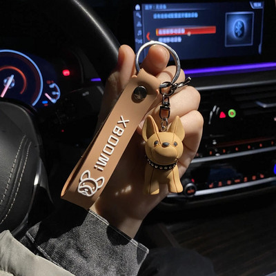 Divat punk francia bulldog kulcstartó PU bőr kutyakulcstartó női táska medál ékszer csecsebecse Férfi autós kulcstartó kulcstartó