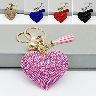 Love Heart Charm Fringe Võtmehoidja Ripats Võtmehoidja Romantiline Pimestav Rhinestone Uus