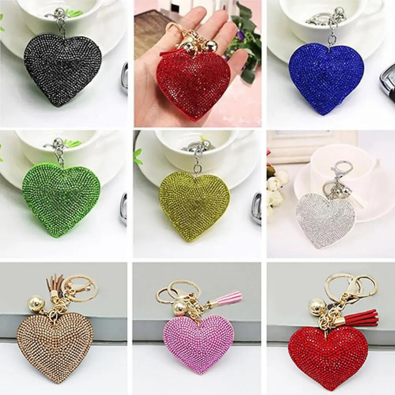 Love Heart Charm Bārkstis Atslēgu piekariņš Kulons Atslēgu piekariņš Romantisks Žilbinošs Rhinestone Jaunums