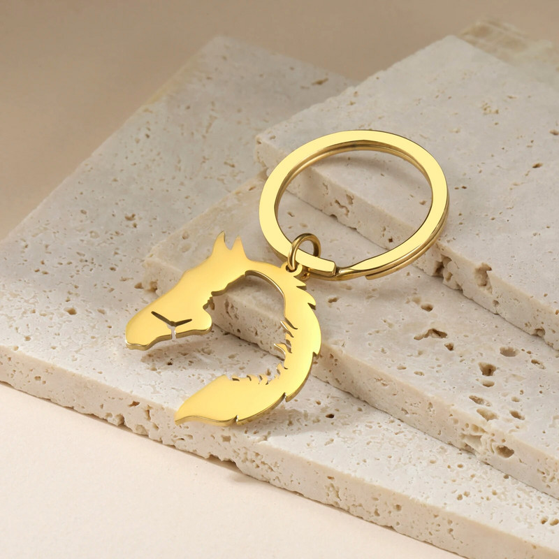 Skyirm zirga galvas atslēgu piekariņš sievietēm vīriešiem un meitenēm dāvanu auto atslēgu piekariņš kulons nerūsējošā tērauda rotaslietas mode